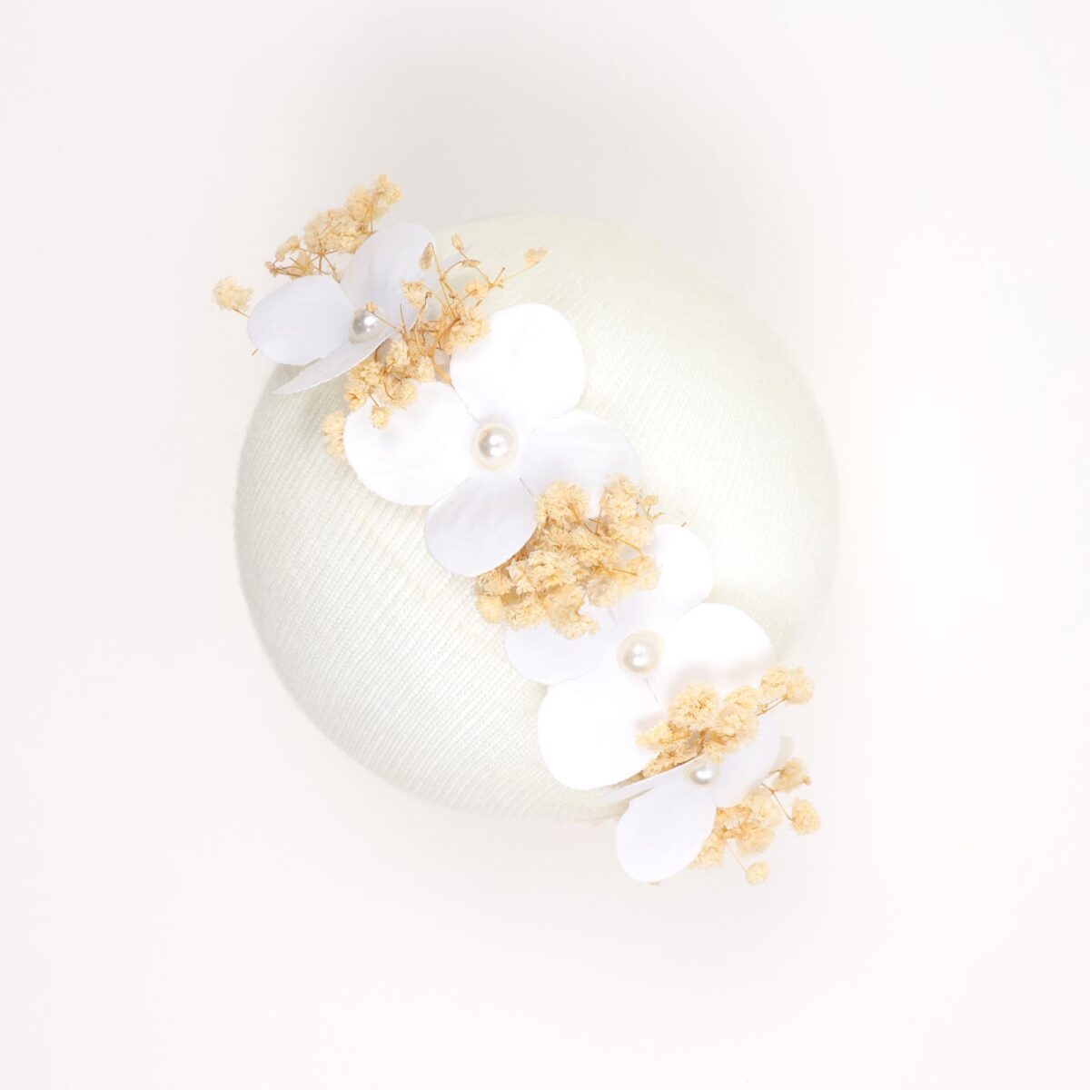 White Floral Pearl Headband - Image 1