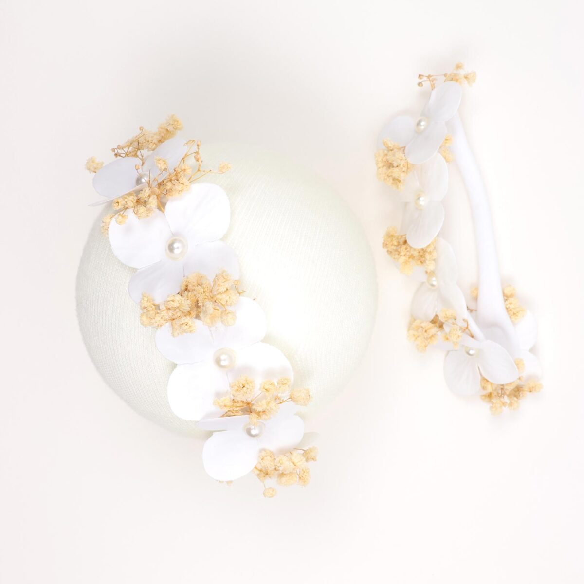 White Floral Pearl Headband - Image 2