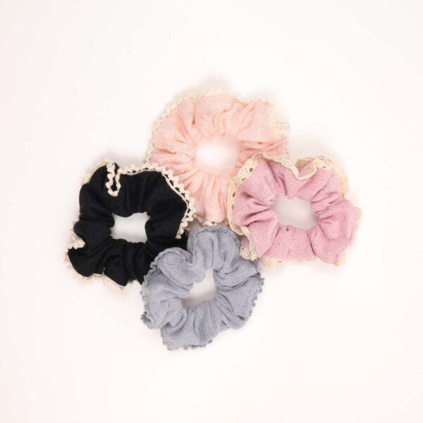 Knitted Lace Trim Scrunchie