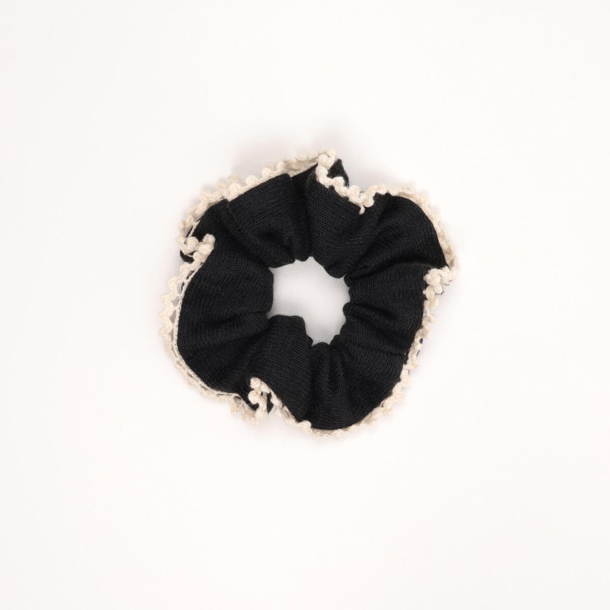 Knitted Lace Trim Scrunchie - Image 6