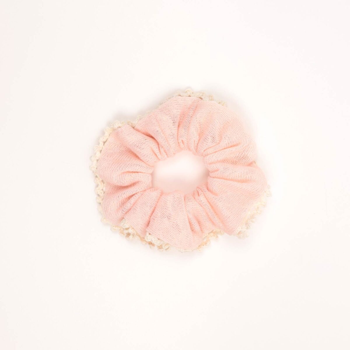 Knitted Lace Trim Scrunchie - Image 4