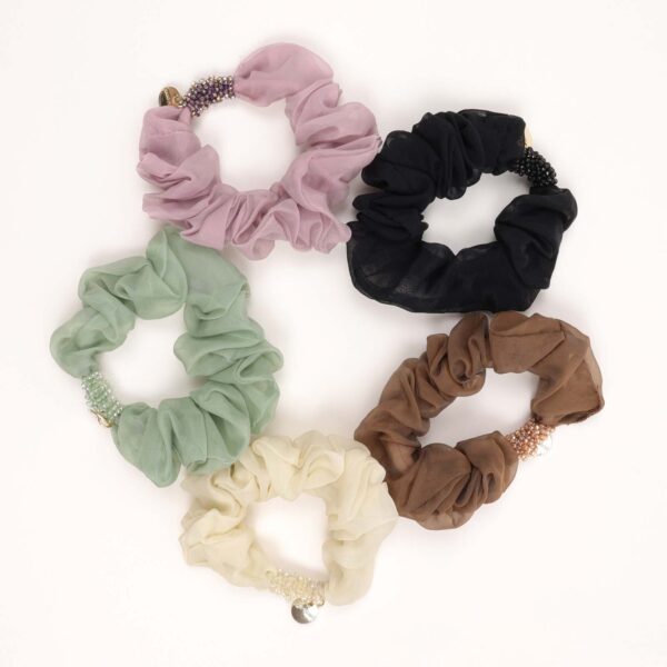 Sheer Beaded Scrunchie