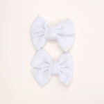 White Textured Bow Hair Clips