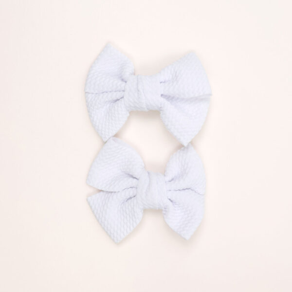 White Textured Bow Hair Clips