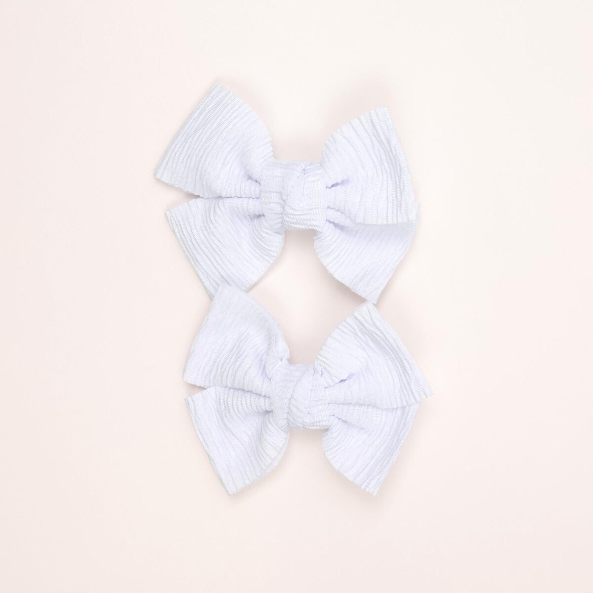 White Textured Fabric Hair Clips - Image 1