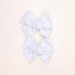 White Textured Fabric Hair Clips
