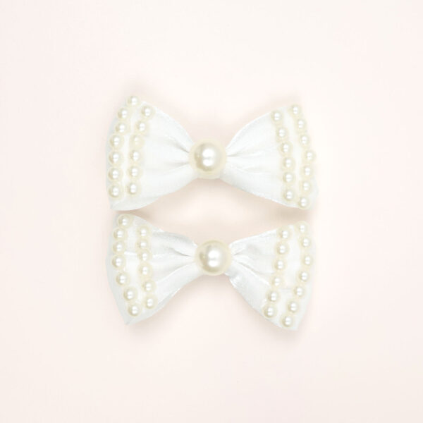 Elegant Pearl Bow Hair Clips