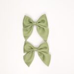 Scalloped Edge Satin Bow Clips
