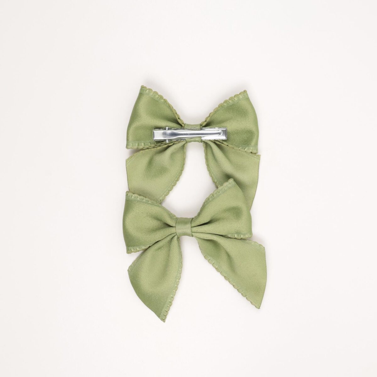 Scalloped Edge Satin Bow Clips - Image 3