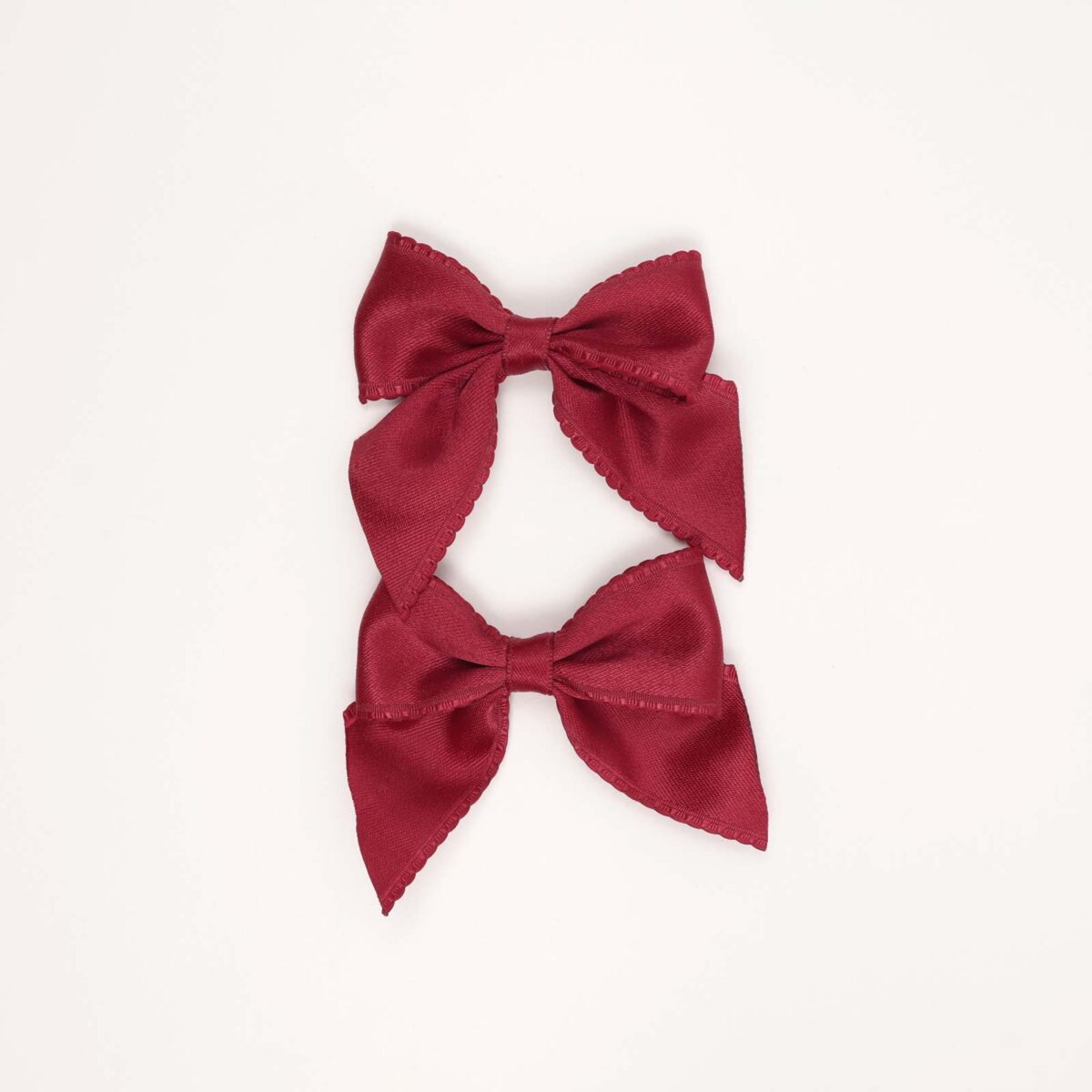 Scalloped Edge Satin Bow Clips - Image 2