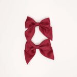 Scalloped Edge Satin Bow Clips - Image 2