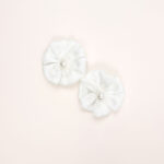 White Satin Flower Hair Clips