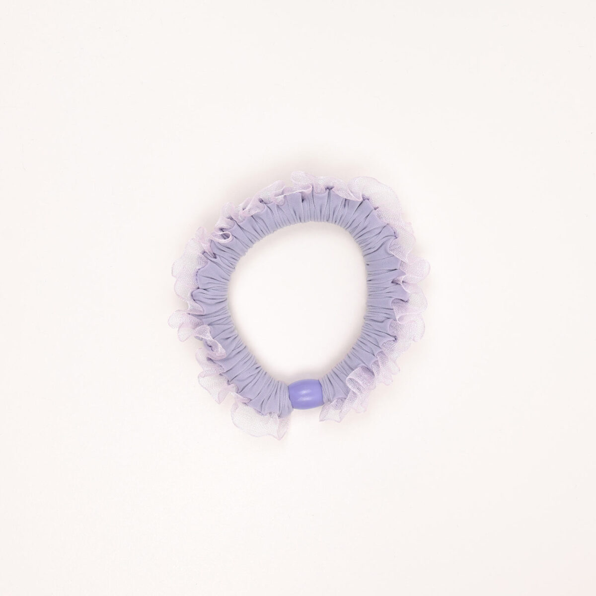 Ruffled Scrunchie with Bead Accent - Image 1