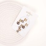 Gold Hair Rings with Moon & Star Charms