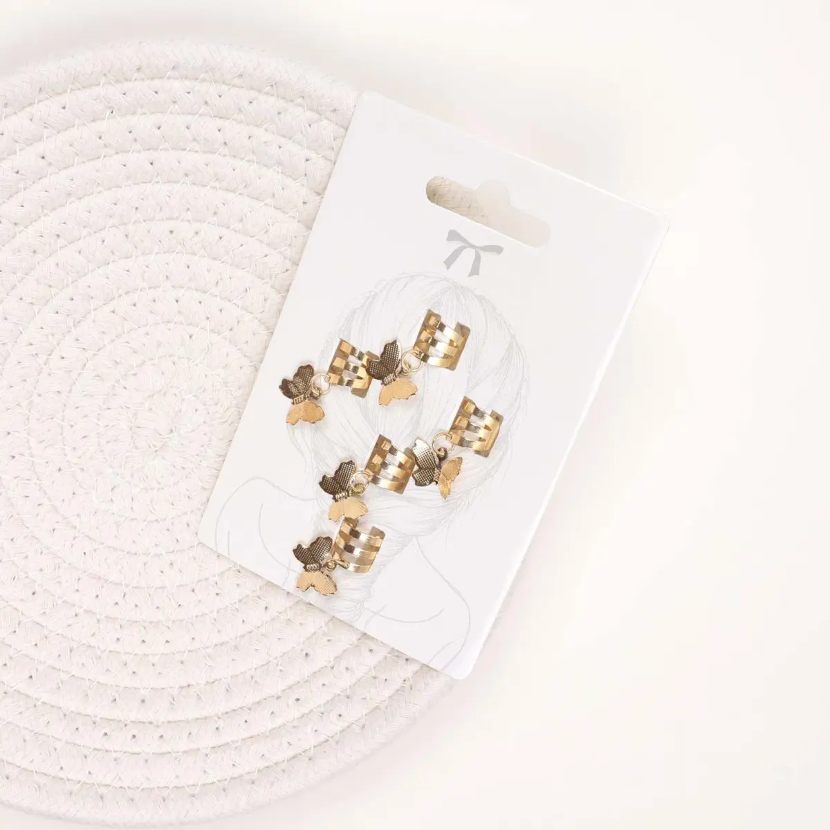 Gold Butterfly Hair Rings - Image 1