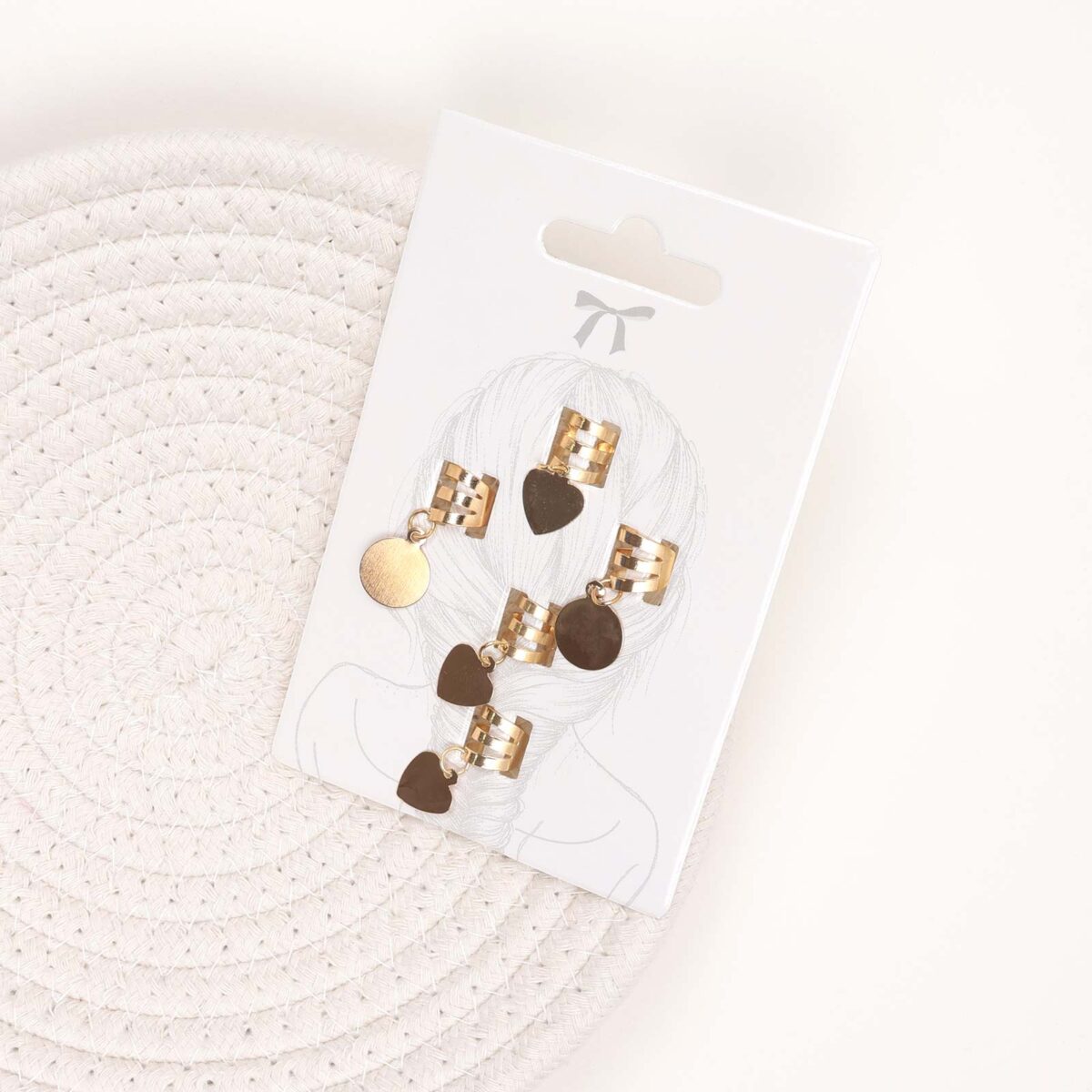 Gold Heart & Circles Hair Rings - Image 1