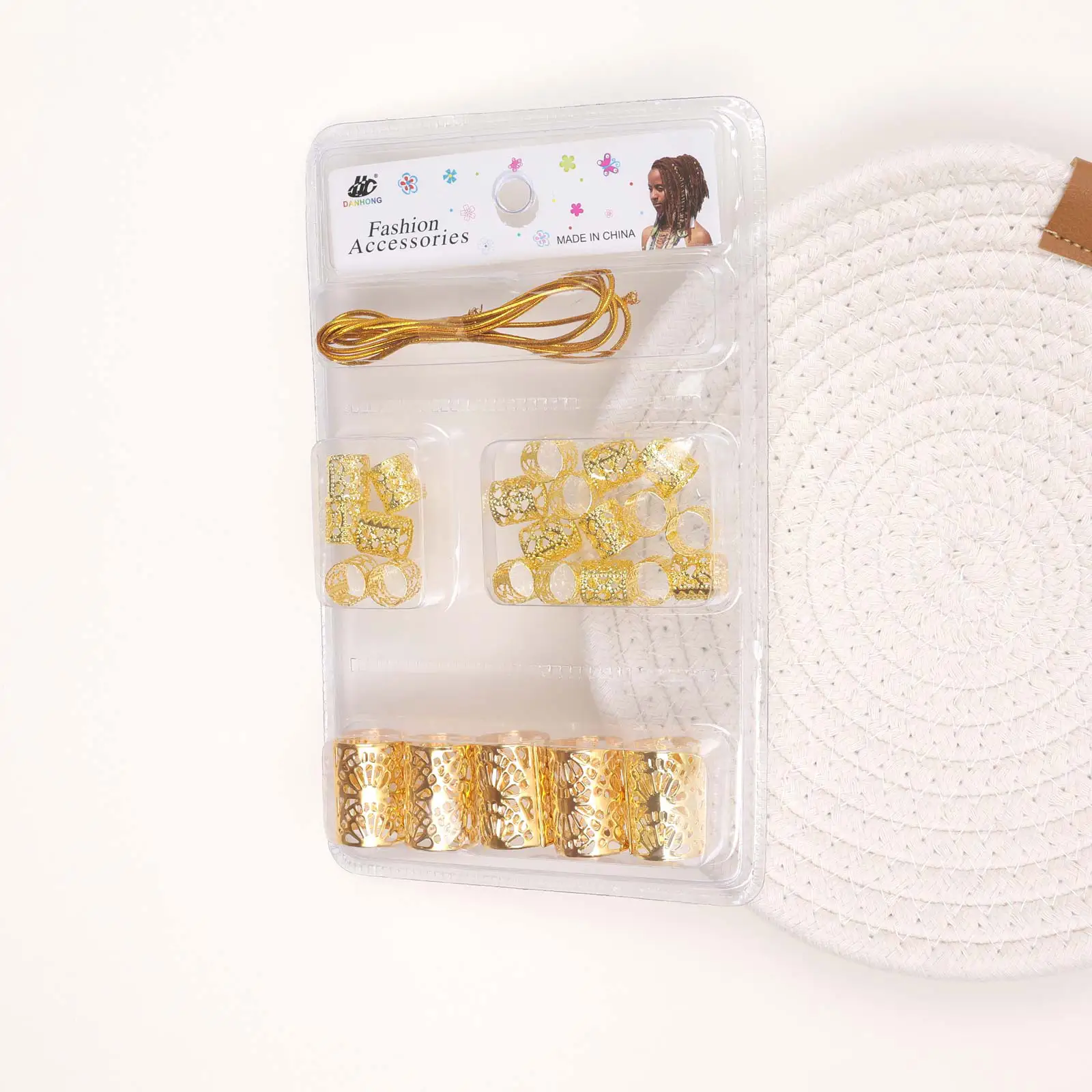 CH8HR9 Gold Hair Rings Set - Image 1