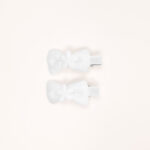 White Bow Flower Mini Hair Clips