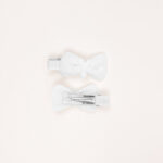 White Bow Flower Mini Hair Clips - Image 2