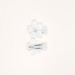 White Crystal Flower Mini Hair Clips - Image 2