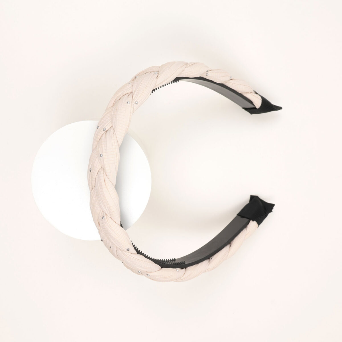 Braided Hairband with Rhinestone Accents - Image 2