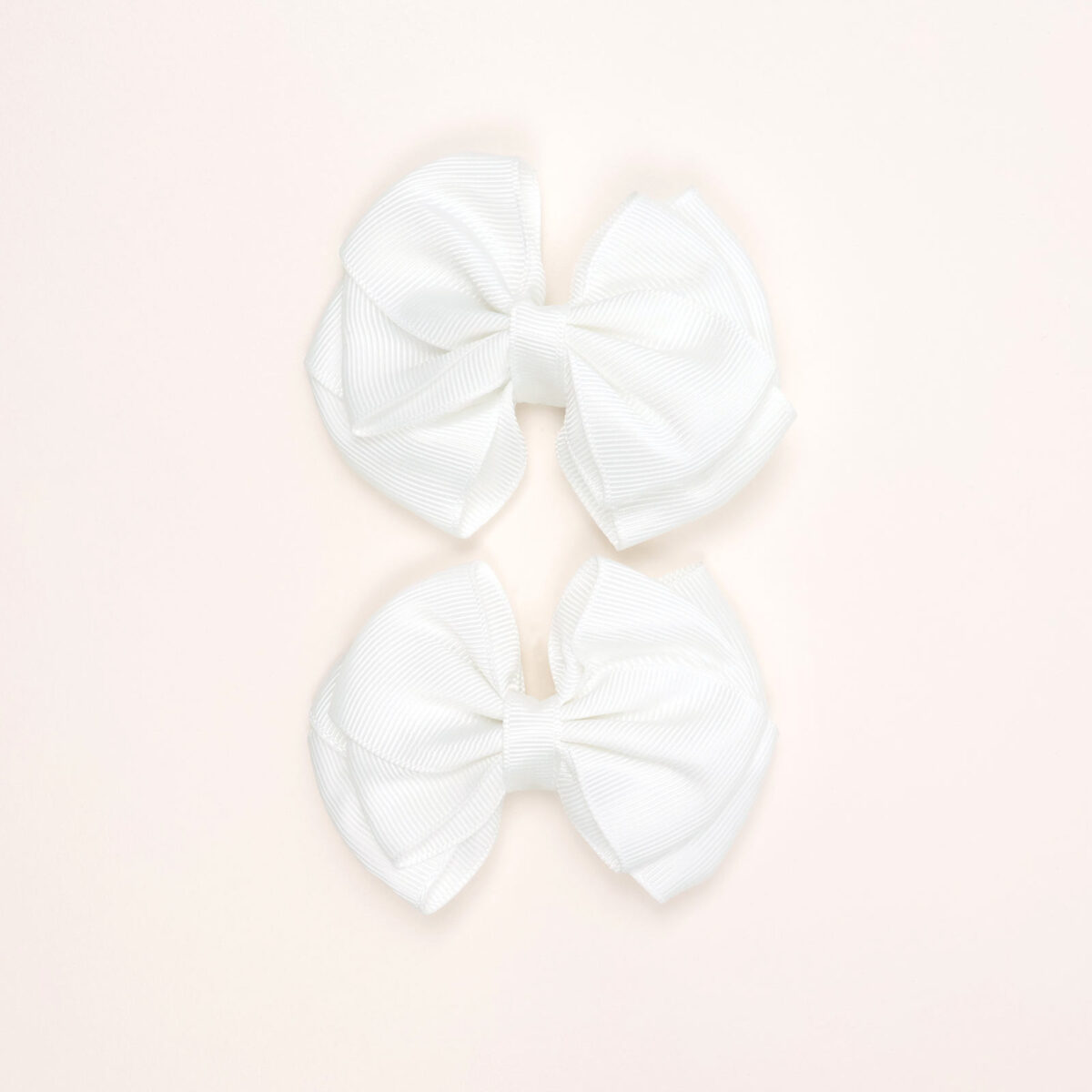 White Grosgrain Bow Hair Clips - Image 1