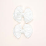 White Grosgrain Bow Hair Clips