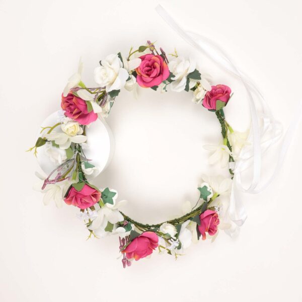 Pink Rose & Ivory Flower Crown