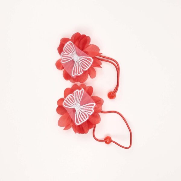 Red Floral butterfly Hair Ties