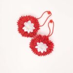 Red Ruffled Flower Hair Ties