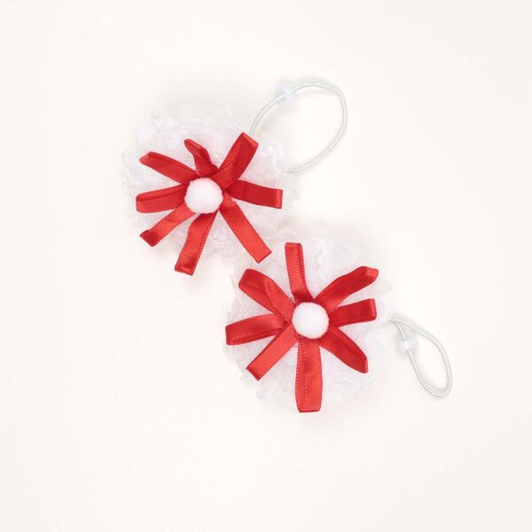 White Lace & Red Ribbon Hair Ties