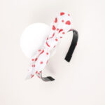 Heart-Print White Hairband