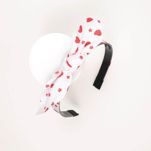 Heart-Print White Hairband