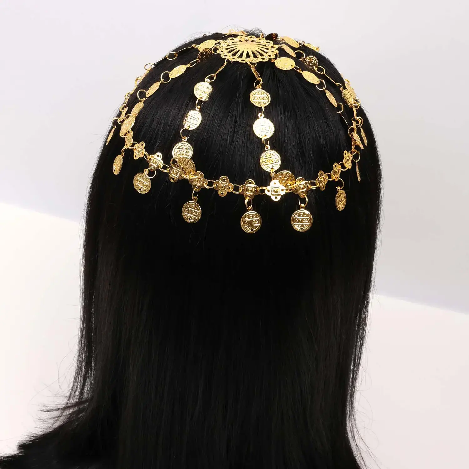 CH12THB1 (A) Gold Coin Chain Headpiece - Image 1