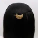 Gold Crescent Filigree Hair Clip
