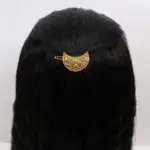 Gold Crescent Filigree Hair Clip