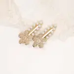 Gold Rhinestone Flower Hair Clips