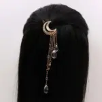 Crescent Moon Chain Hair Clip