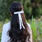 White Satin Long Bow Hair Clip
