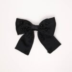 Black Beaded Bow Hair Clip - Image 3