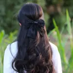 Black Beaded Bow Hair Clip - Image 2