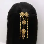 Round Medallion Gold Tone Hair Clip