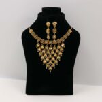 Floral Cluster Gold Tone Necklace Set