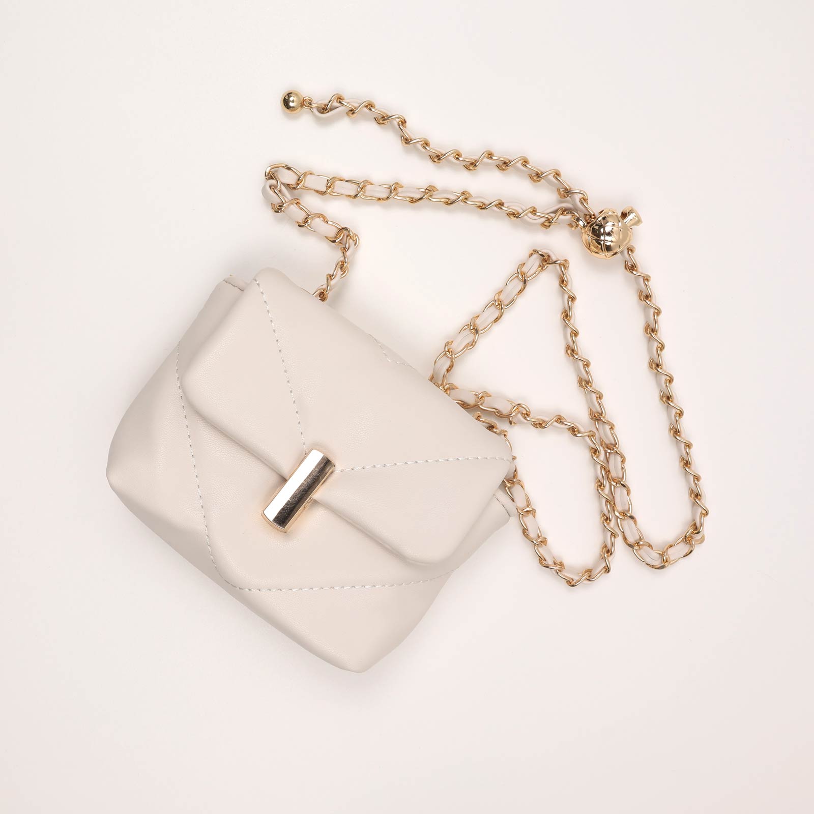 CH30MB1 (Beige) Mini Chain Crossbody Bag - Image 1