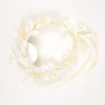 Ivory Flower Crown with Ribbon Tie - Image 4