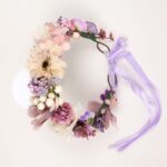 Pastel Floral Flower Crown with Ribbon Tie - Image 3