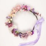 Pastel Floral Flower Crown with Ribbon Tie - Image 4