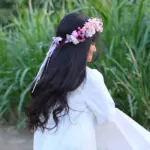 Pastel Floral Flower Crown with Ribbon Tie - Image 2