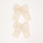 Pearl Lace Bow Hair Clips