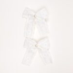 Pearl Lace Bow Hair Clips - Image 2